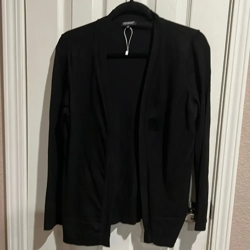 Open Front Lightweight Cardigan Sweater Sz Medium Black Othyroce - Picture 2 of 7
